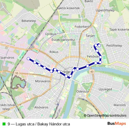 9 trolleybus Line Map