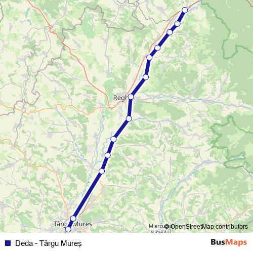 Deda - Târgu Mureş rail Line Map