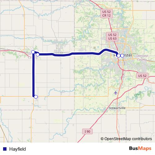 Hayfield bus Line Map