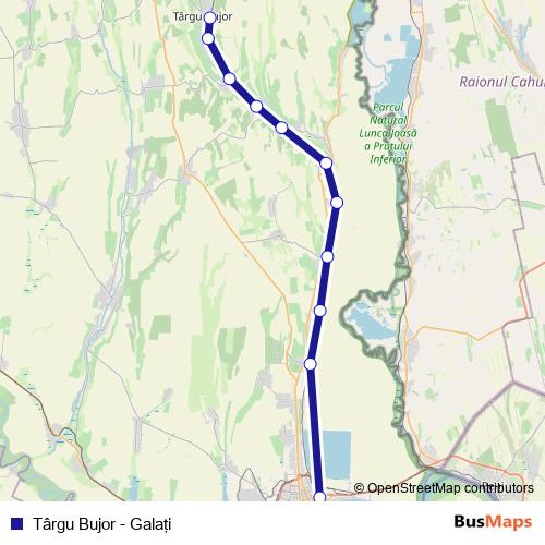 Târgu Bujor - Galaţi rail Line Map