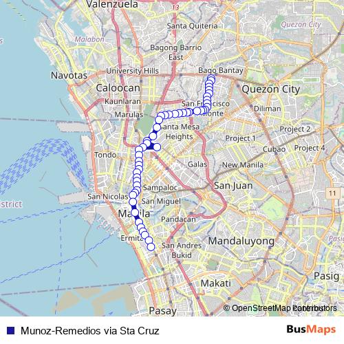 Munoz-Remedios via Sta Cruz bus Line Map