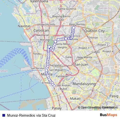 Munoz-Remedios via Sta Cruz bus Line Map