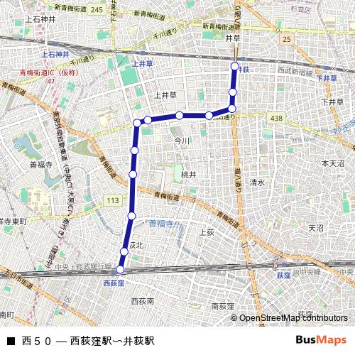 西５０ bus Line Map