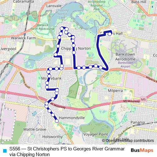 S556 bus Line Map