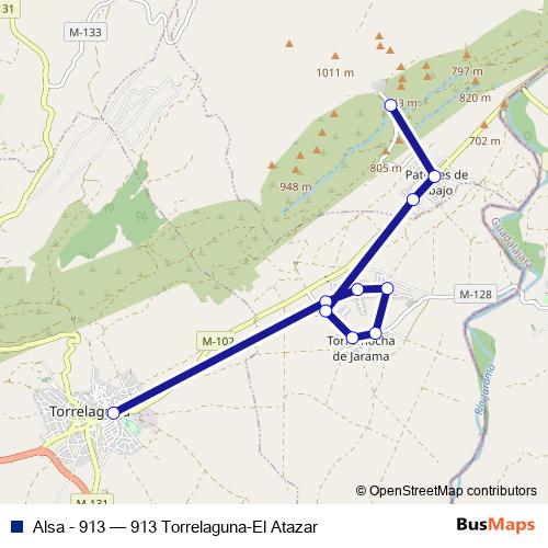 Alsa - 913 bus Line Map