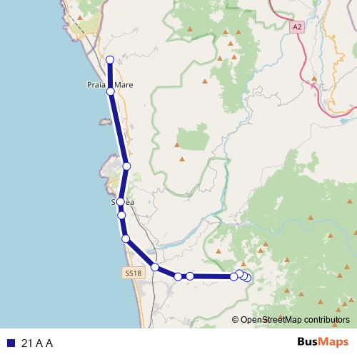 21 A A bus Line Map