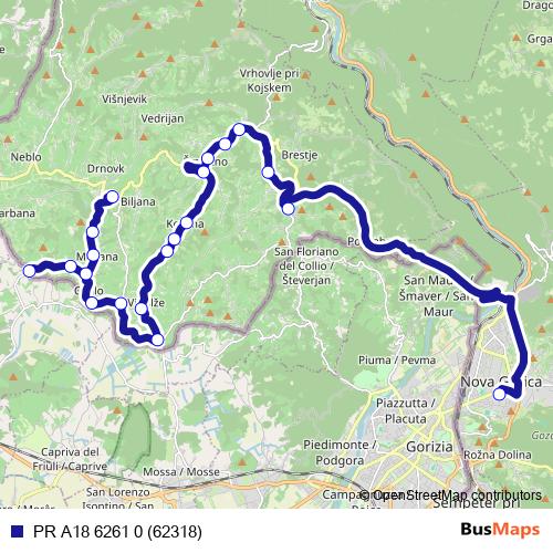 PR A18 6261 0 (62318) bus Line Map