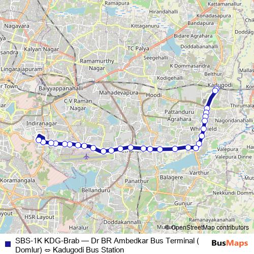 SBS-1K KDG-Brab bus Line Map
