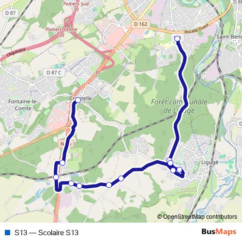 S13 bus Line Map