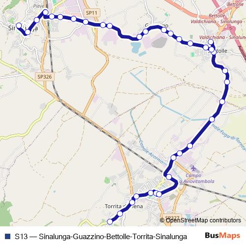 S13 bus Line Map
