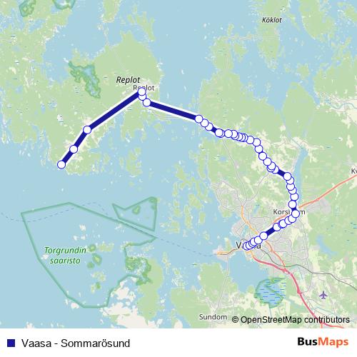 Vaasa - Sommarösund bus Line Map