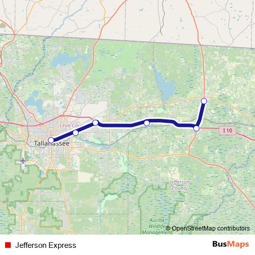 Jefferson Express bus Line Map