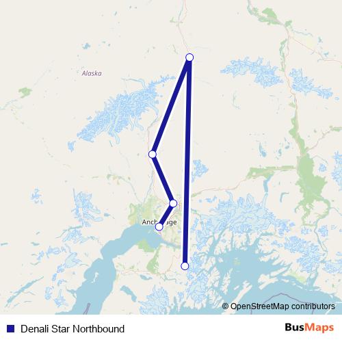 Denali Star Northbound rail Line Map