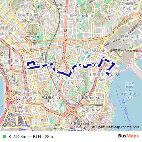 KLN-28m bus Line Map