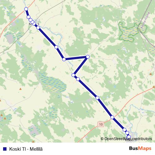 Koski Tl - Mellilä bus Line Map