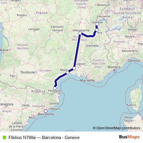 Flixbus N788a bus Line Map