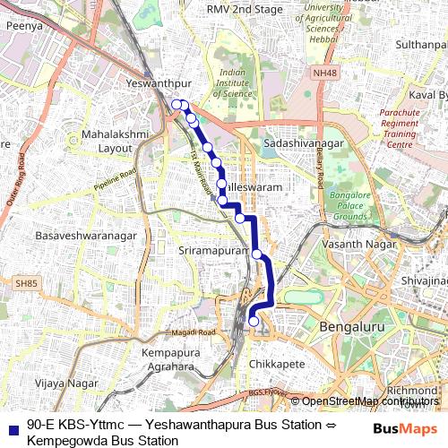 90-E KBS-Yttmc bus Line Map