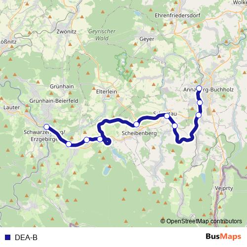 DEA-B rail Line Map