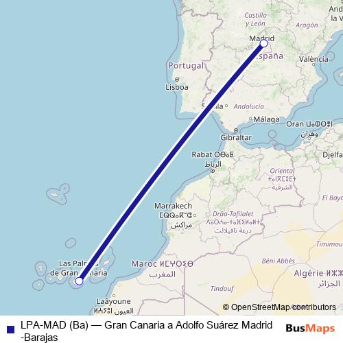 LPA-MAD (Ba) air Line Map