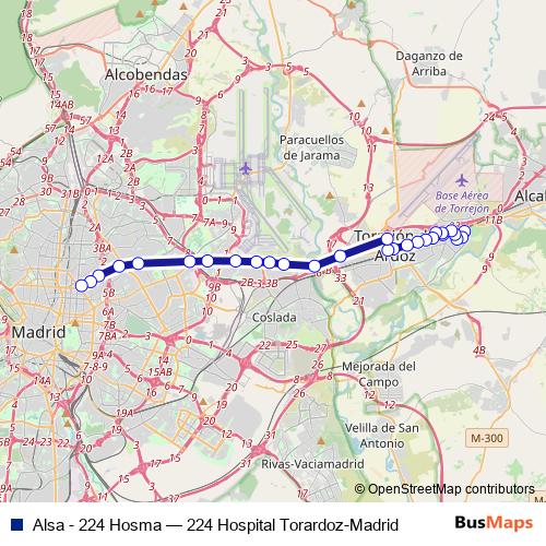 Alsa - 224 Hosma bus Line Map