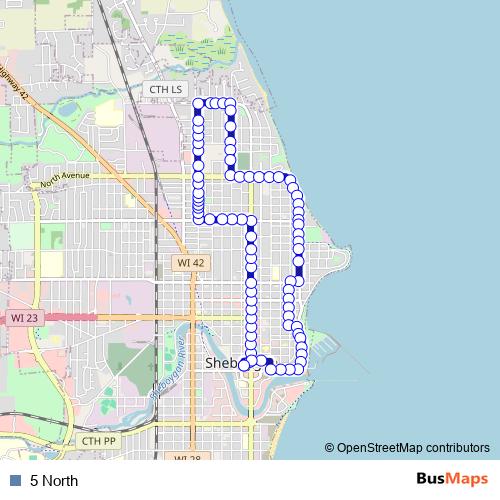 5 North bus Line Map