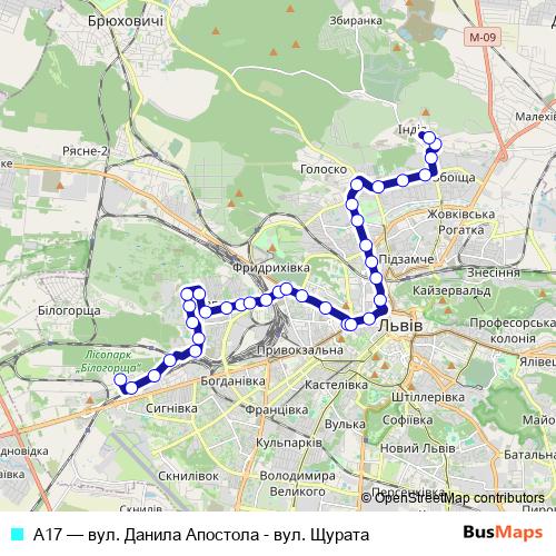 А17 bus Line Map