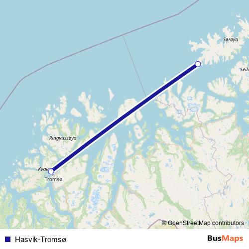 Hasvik-Tromsø air Line Map