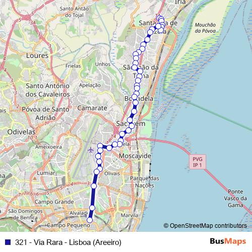 321 - Via Rara - Lisboa (Areeiro) bus Line Map