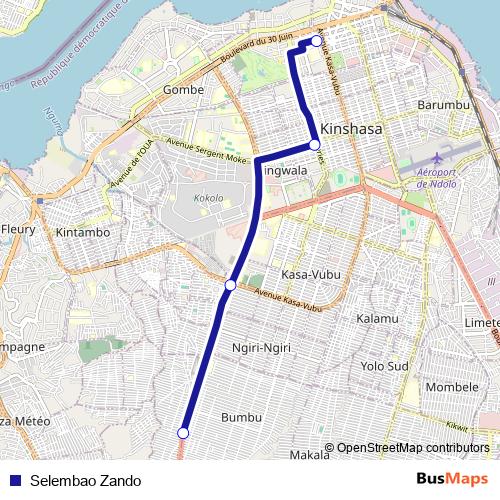 Selembao Zando bus Line Map