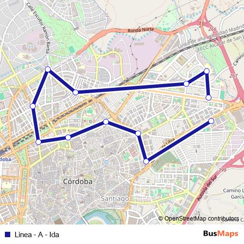 Linea - A - Ida bus Line Map