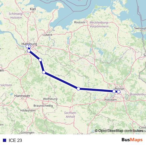 ICE 23 rail Line Map