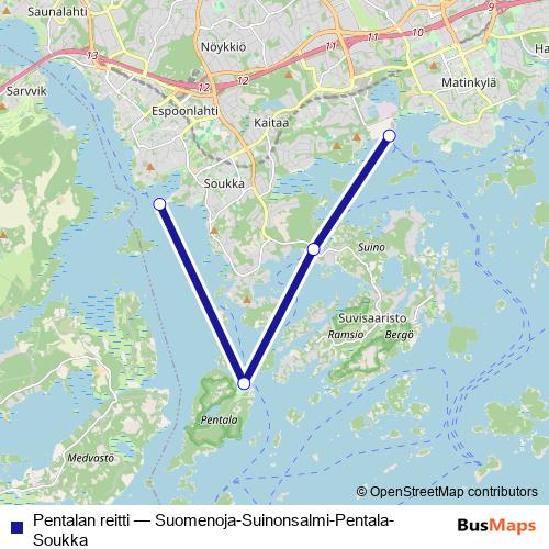Pentalan reitti ferry Line Map