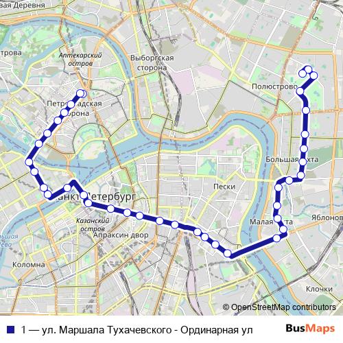 1 trolleybus Line Map