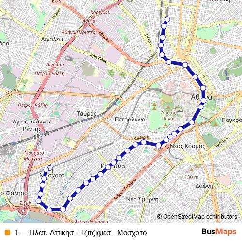 1 trolleybus Line Map