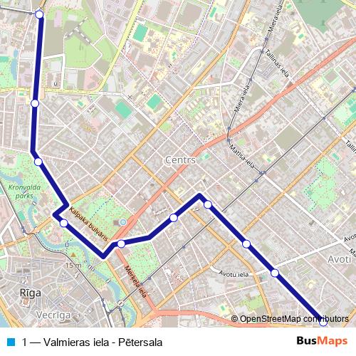 1 trolleybus Line Map