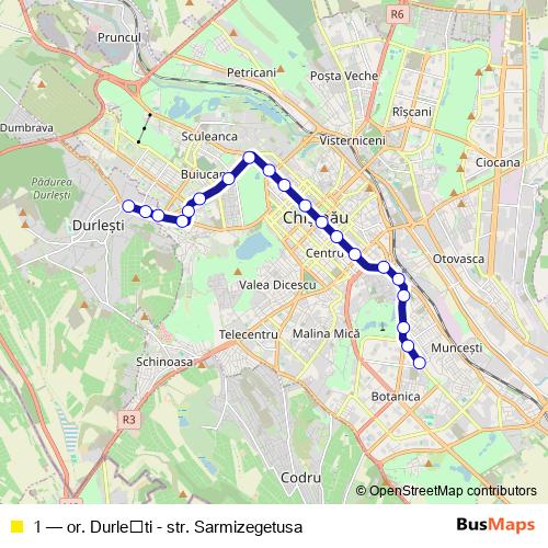 1 trolleybus Line Map