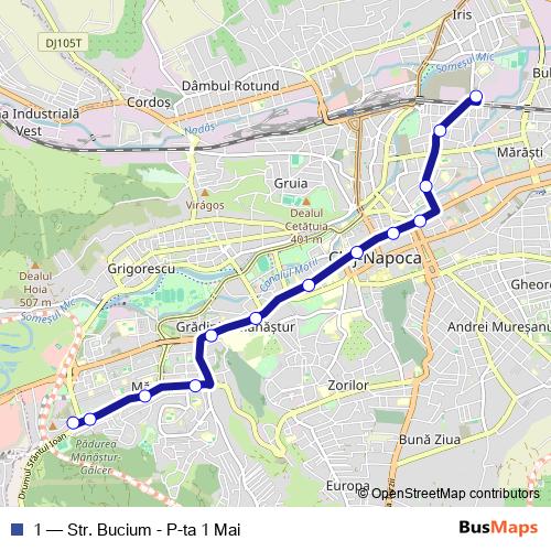 1 trolleybus Line Map