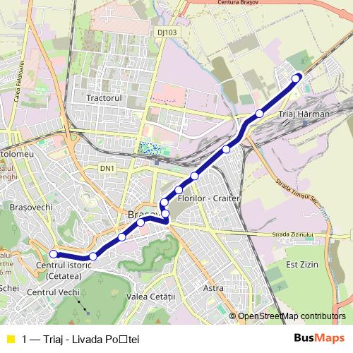 1 trolleybus Line Map