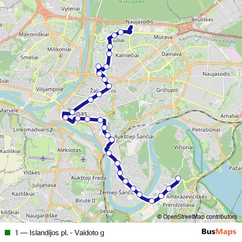 1 trolleybus Line Map