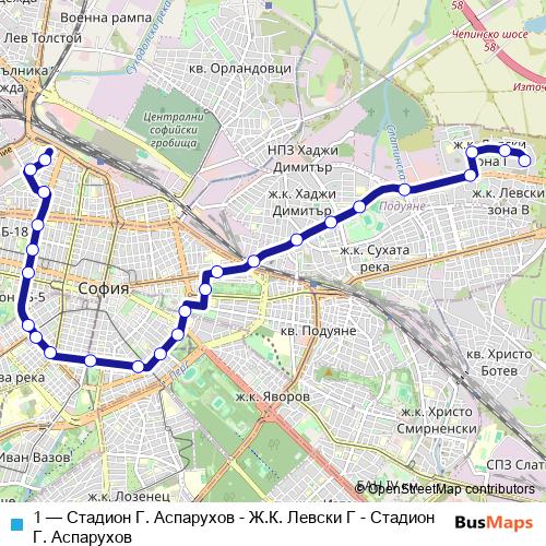 1 trolleybus Line Map