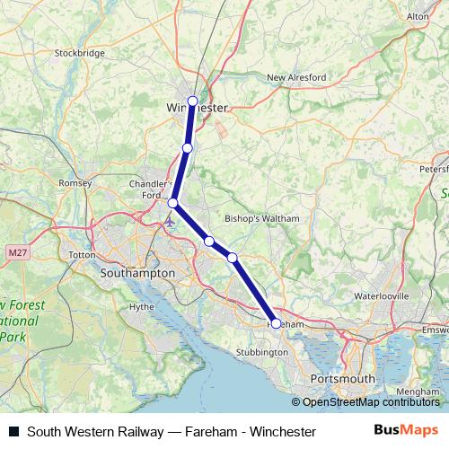 South Western Railway rail Line Map