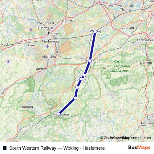 South Western Railway rail Line Map
