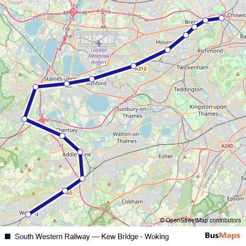 South Western Railway rail Line Map