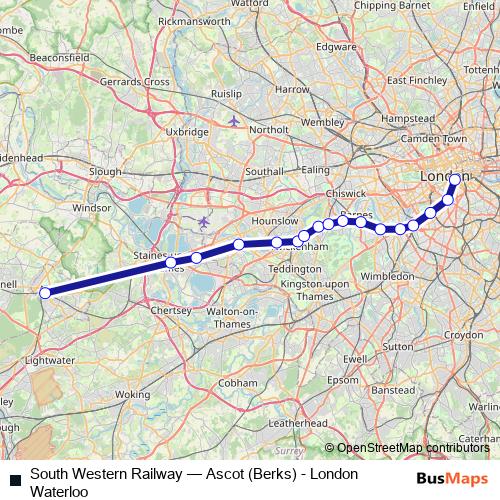 South Western Railway rail Line Map