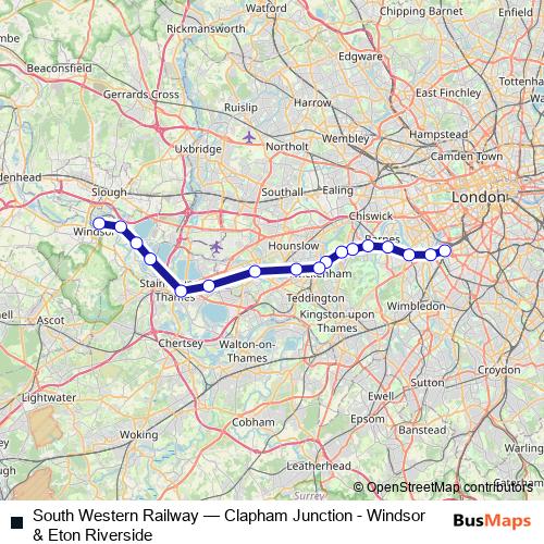 South Western Railway rail Line Map
