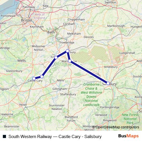 South Western Railway rail Line Map