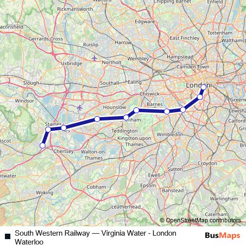 South Western Railway rail Line Map
