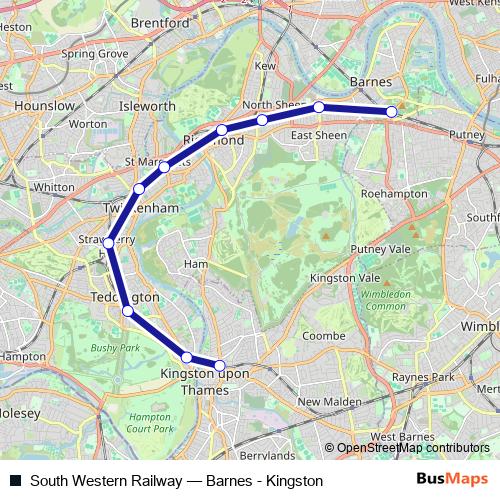 South Western Railway rail Line Map