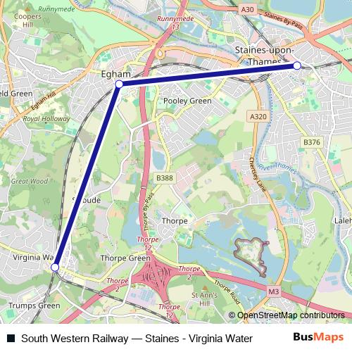 South Western Railway rail Line Map