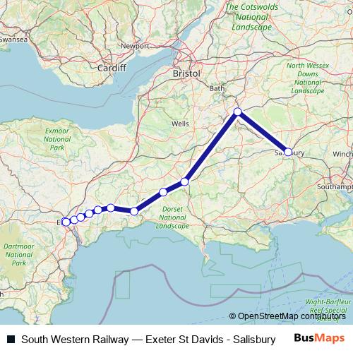 South Western Railway rail Line Map